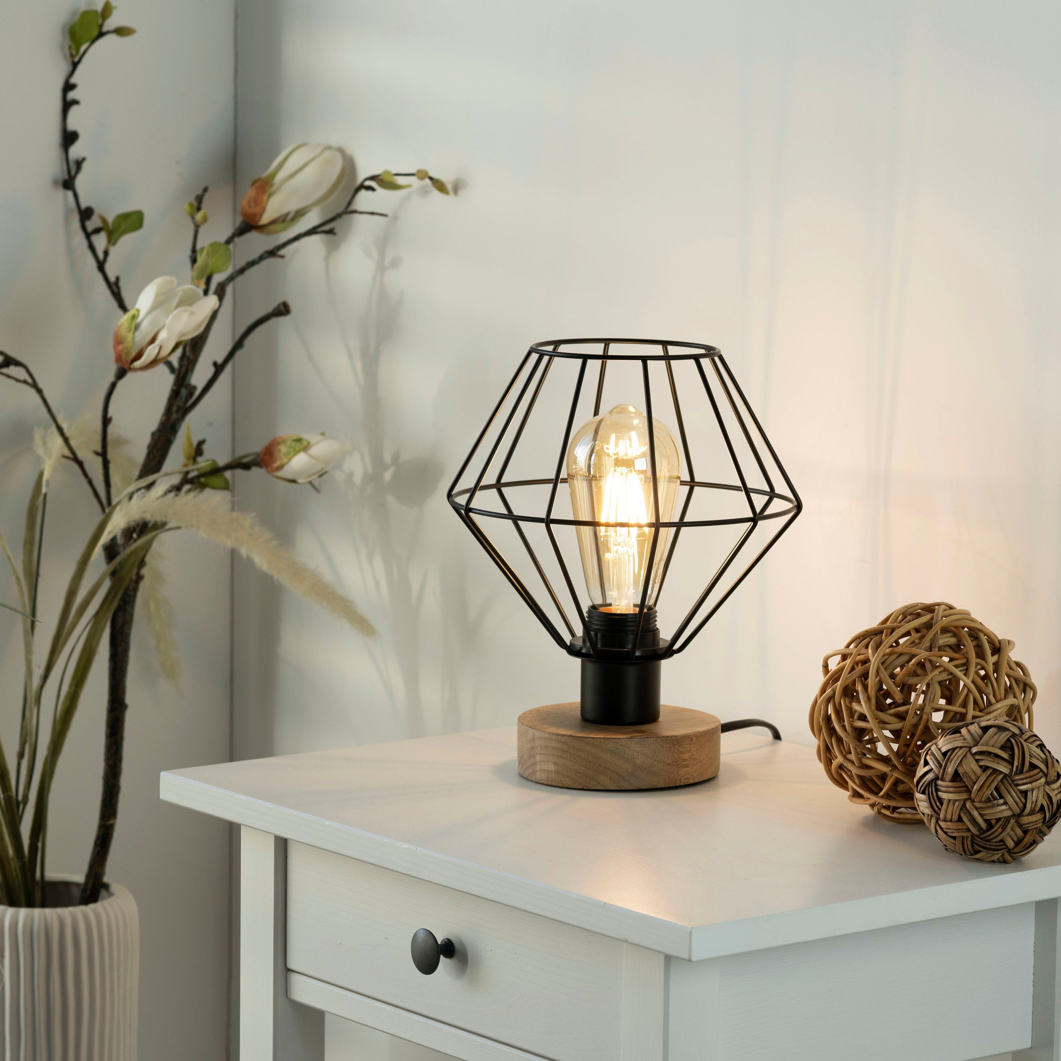 JUST LIGHT Tischleuchte KASKA, ohne Leuchtmittel, ExklusiveE27, Schalter, Schnurschalter