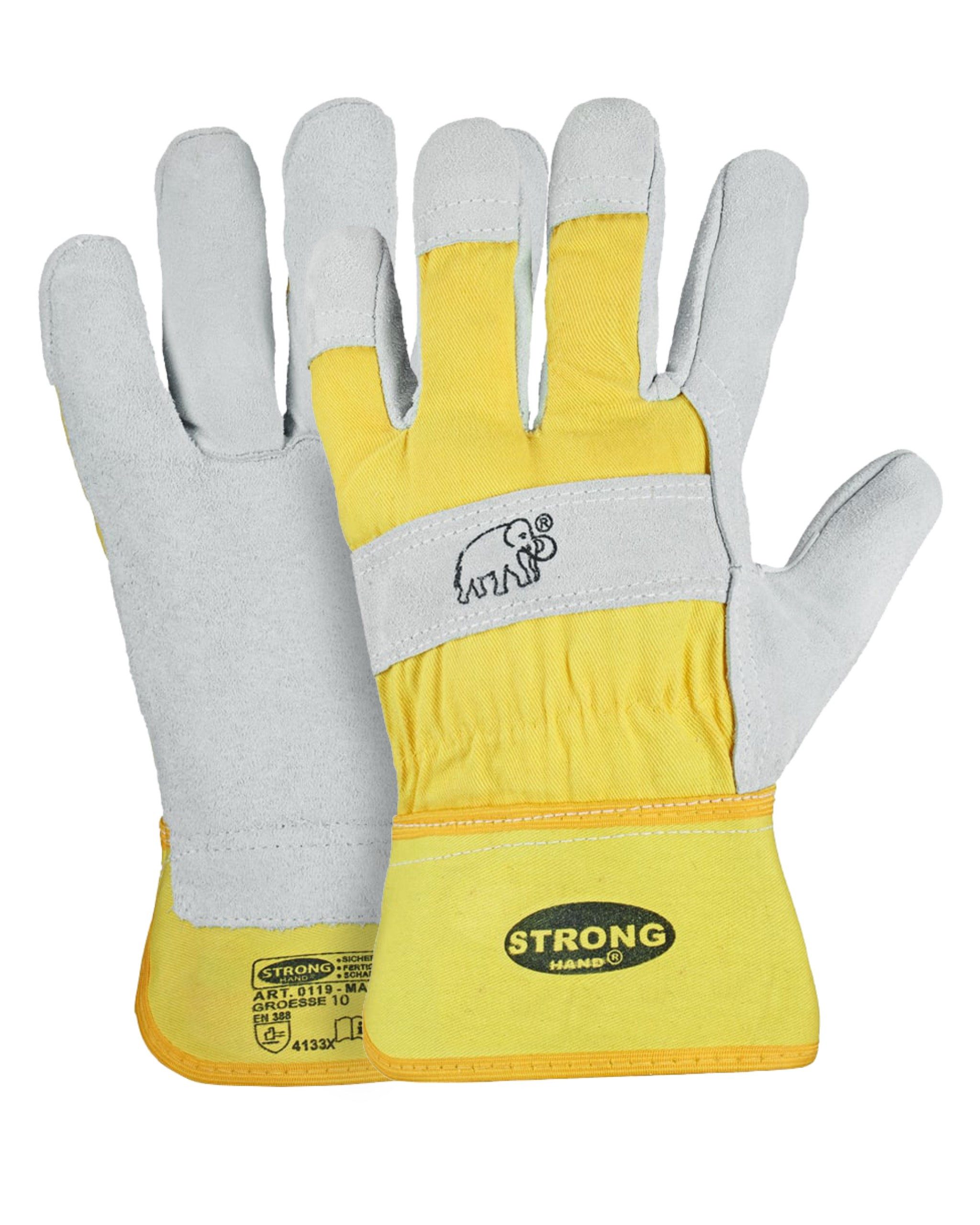 Stronghand Leder-Arbeitshandschuhe Stronghand Mammut Arbeitshandschuhe (1 Paar Atronghand Mammut Leder-Arbeitshandschuhe) EN388 - 4133X