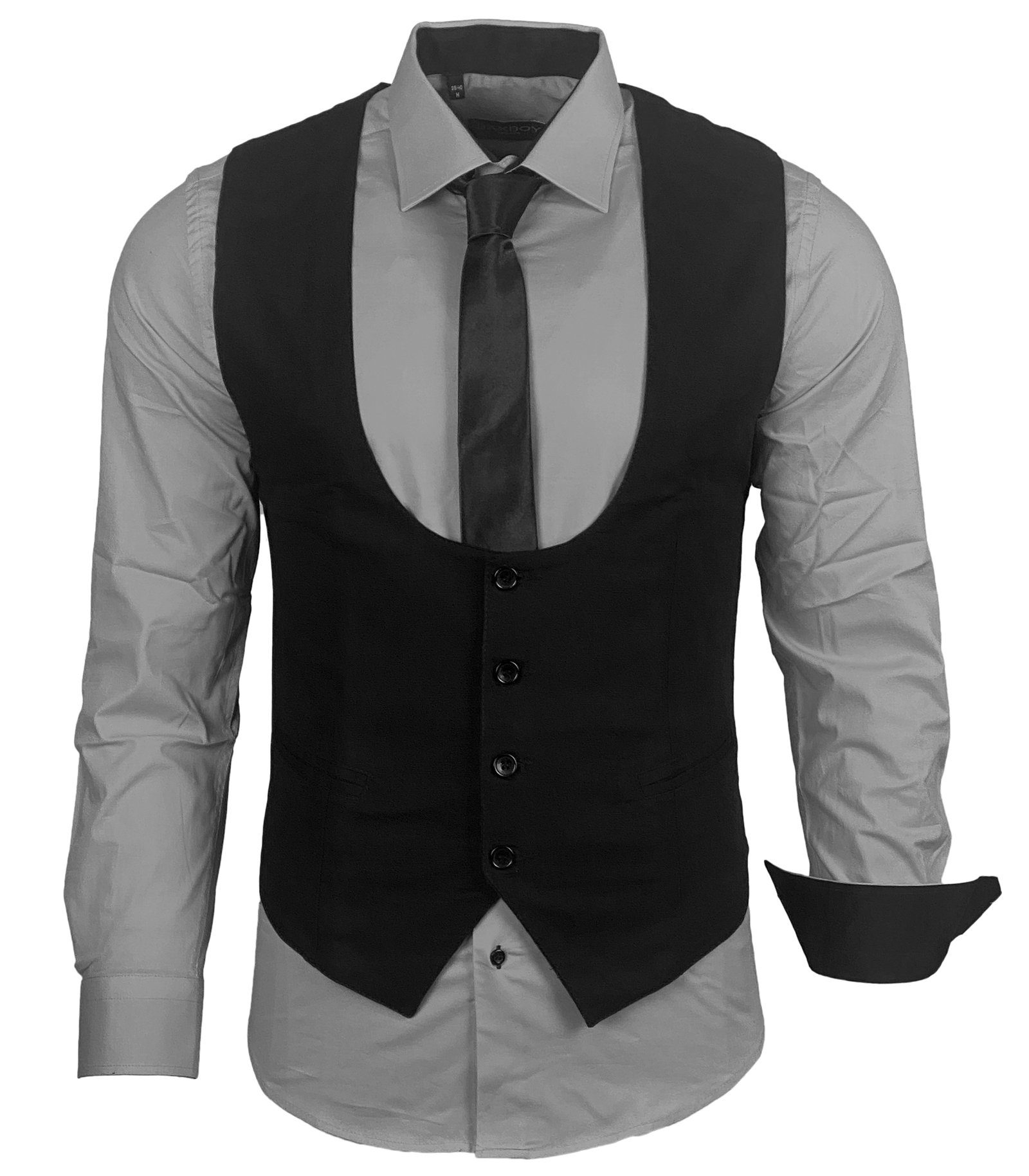 Baxboy Langarmhemd Baxboy Hemd/Weste/Krawatte Set Business Herrenanzug-Set HWKR B-101