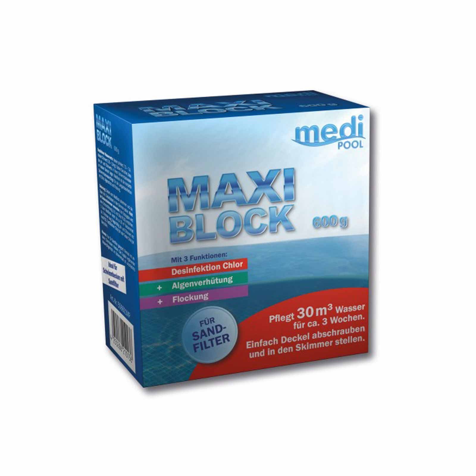 mediPOOL Chlortabletten MaxiBlock 600g - Chlorblock, Langzeitdesinfektion, Pool, (Kein Set)