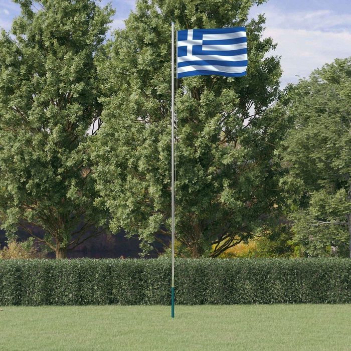 vidaXL Flagge Flagge Griechenlands mit Mast 6 23 m Aluminium