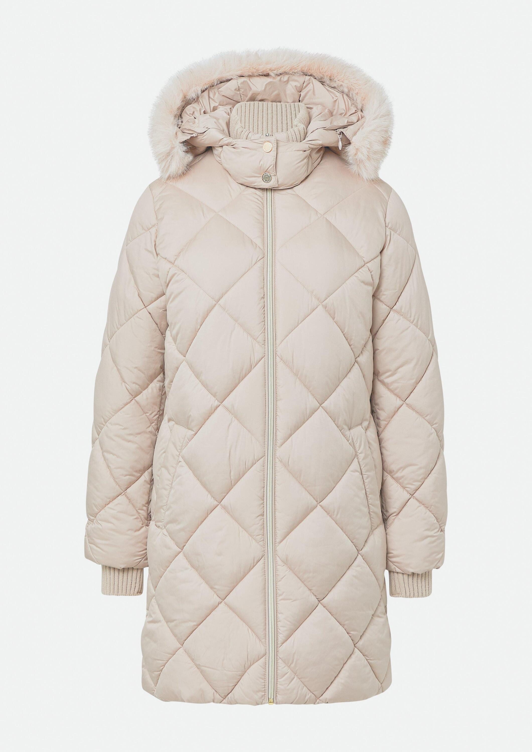 comma Wintermantel Outdoor-Mantel Steppmantel mit abnehmbarem Fellbesatz