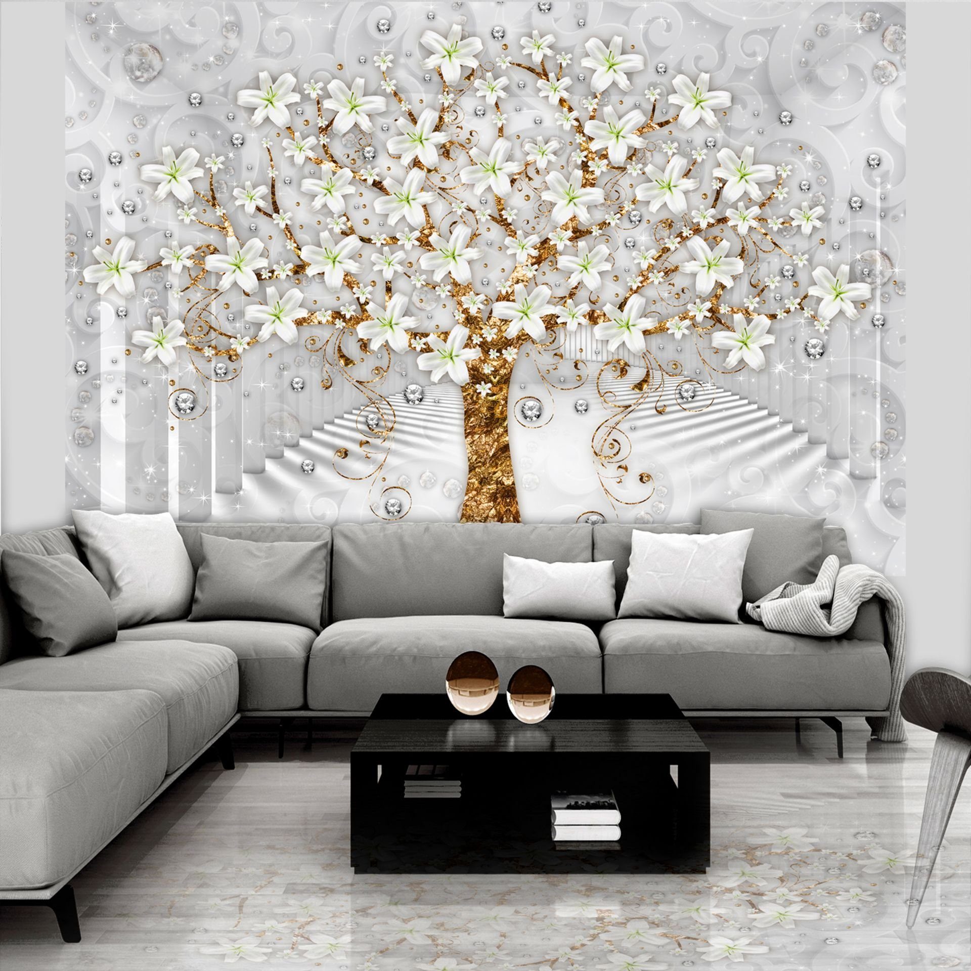 KUNSTLOFT Vliestapete Tree in the Tunnel 1x0.7 m, Halb-matt, lichtbeständige Design Tapete
