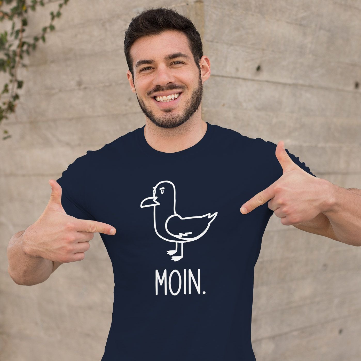 MoonWorks Print-Shirt Herren T-Shirt Frontprint Moin Möwe Geschenk für Nordlichter mit Print