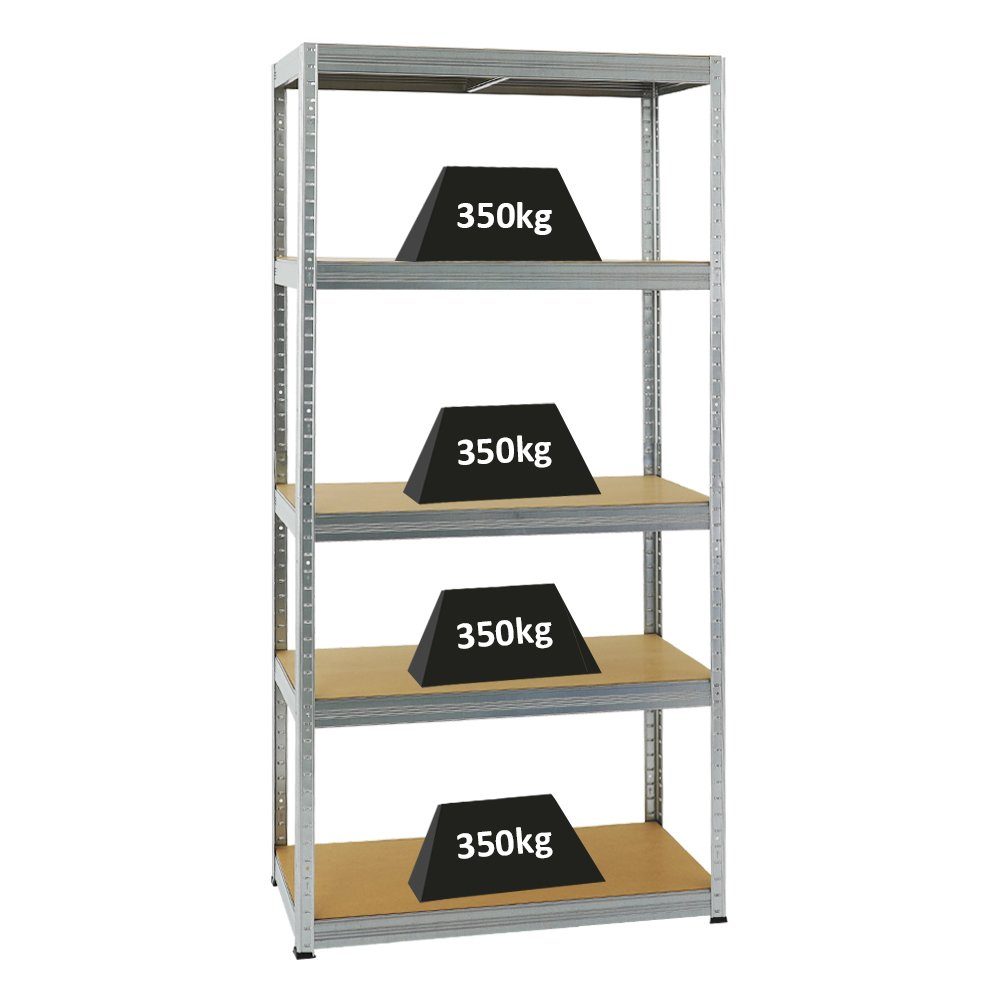 PROREGAL® Schwerlastregal Lagerregal Steckregal ELEPHANT 180x90x45cm Fachlast 350kg Verzinkt, Stabiles Kellerregal Stahlregal mit hoher Fachlast