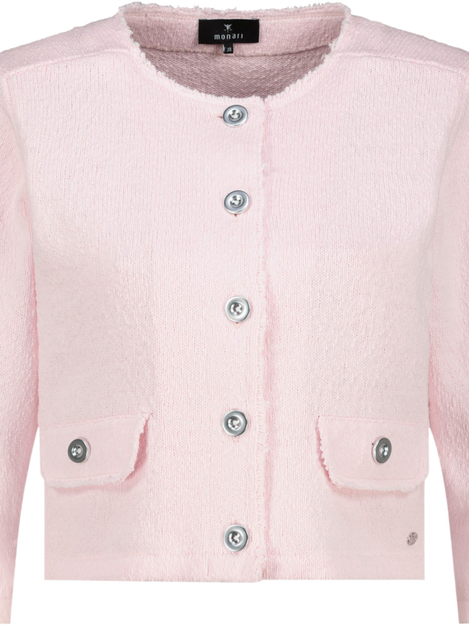 Monari Strickjacke rosa,Casual,Baumwolle,Strukturiert,Rundhals,3/4 Arm,Casual Fit