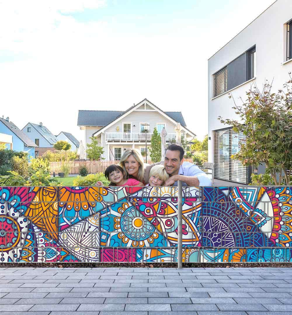 MyMaxxi Sichtschutzstreifen Sichtschutzstreifen Buntglasfenster Sichtschutz Garten Zaun, (Buntglasfenster)
