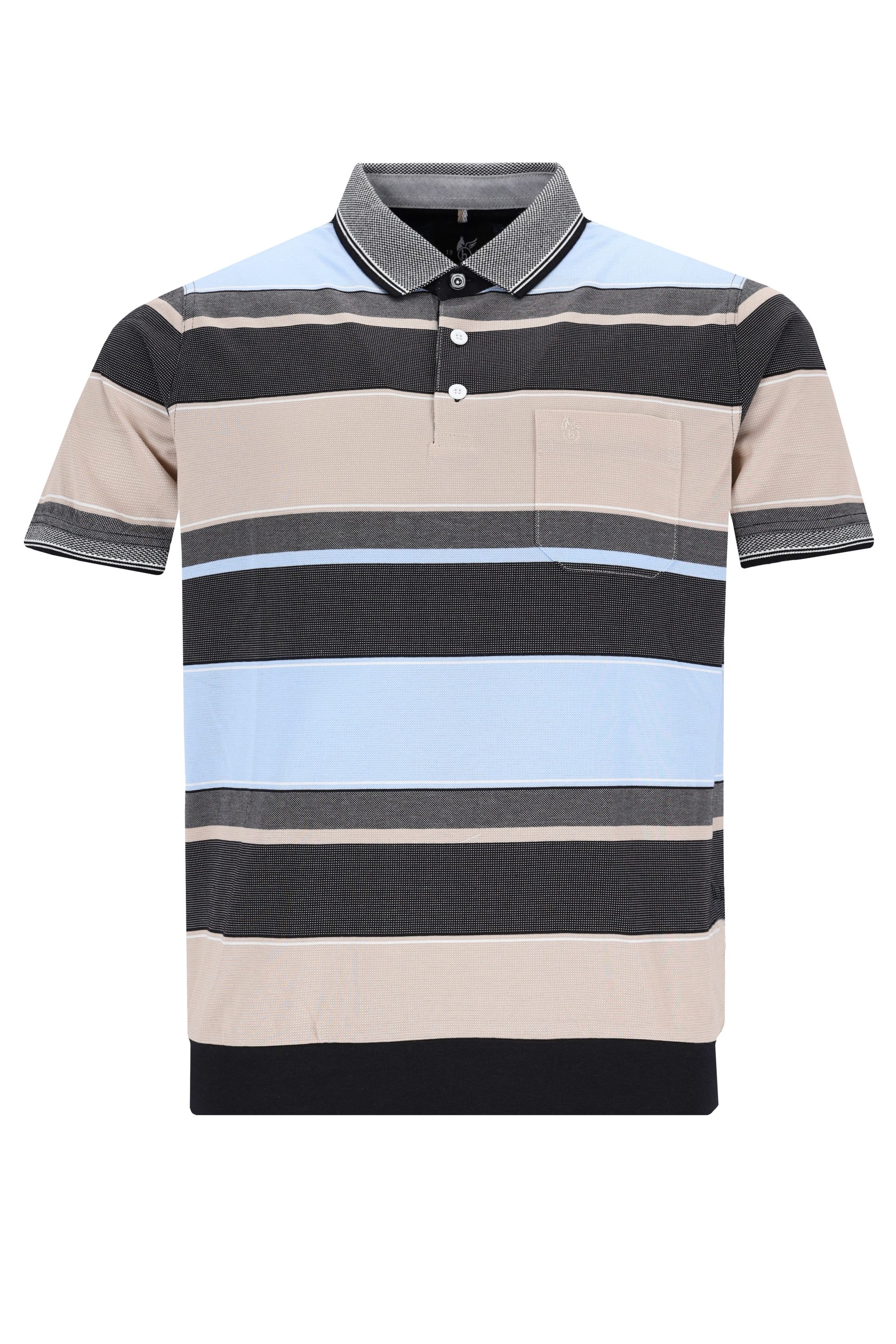 Hajo Poloshirt H Poloshirt Stay Fresh BundFeinpique Streifen taupe