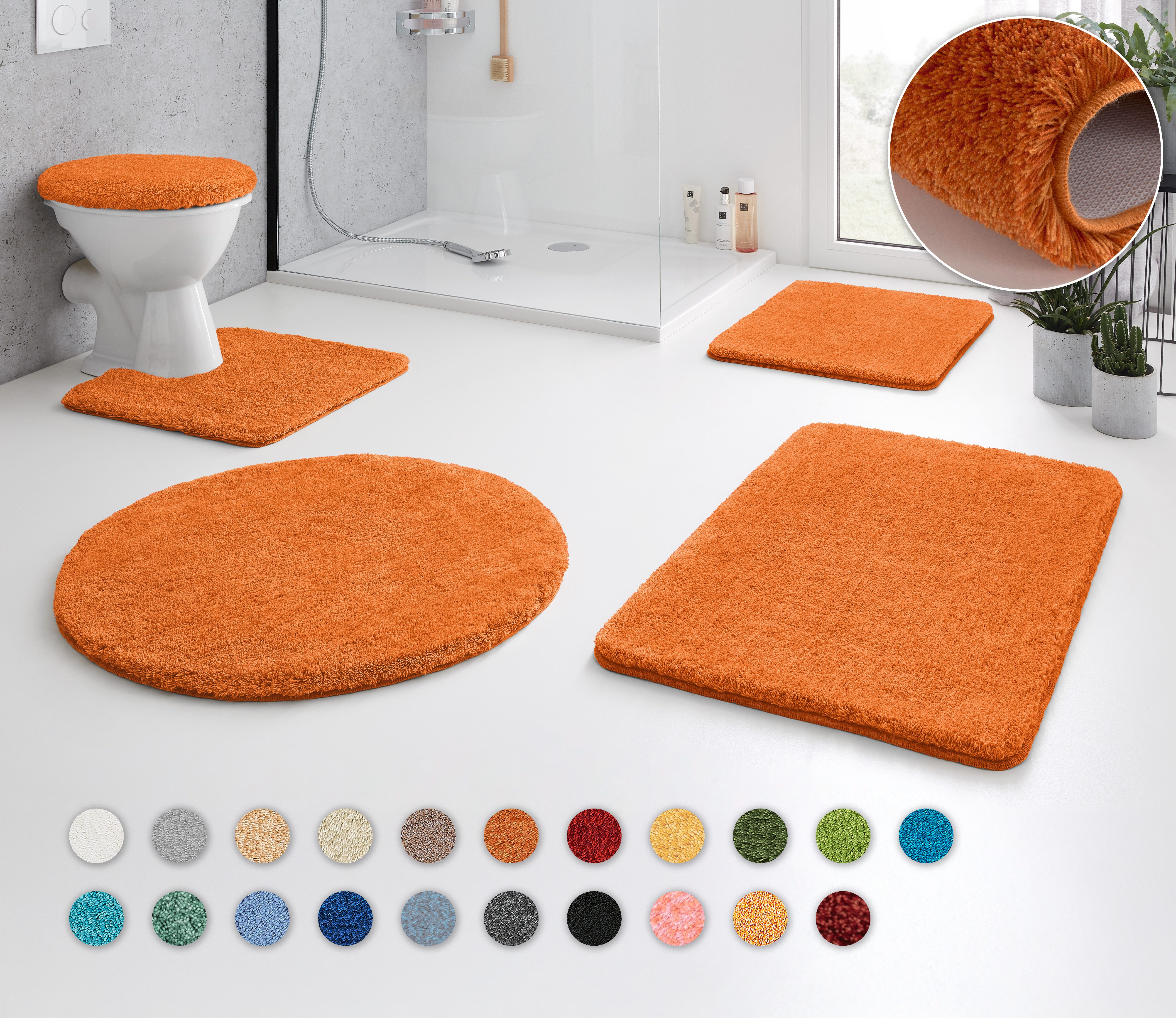 Kleine Wolke Badematte RELAX, Höhe 30 mm, rutschhemmend beschichtet, fußbodenheizungsgeeignet, Polyacryl, WC-Deckelbezug, WC-Deckelbezug, Badteppich, Uni Farben, rechteckig, rund & als Set erhältlich