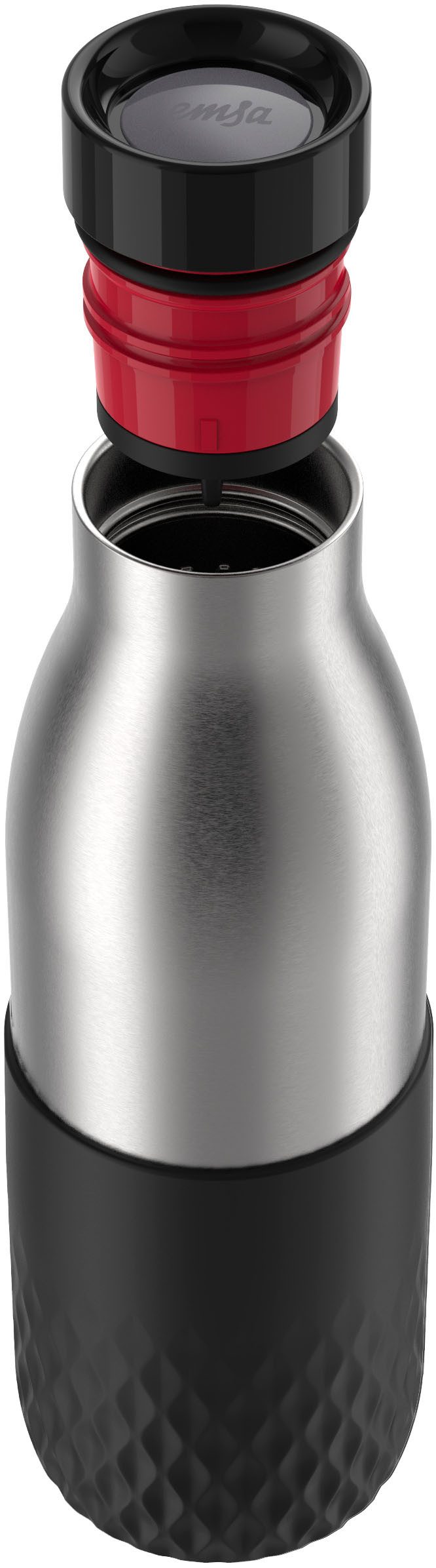 Emsa Trinkflasche Bludrop Sleeve, Edelstahl/Silikon, Quick-Press, 12h warm/24h kühl