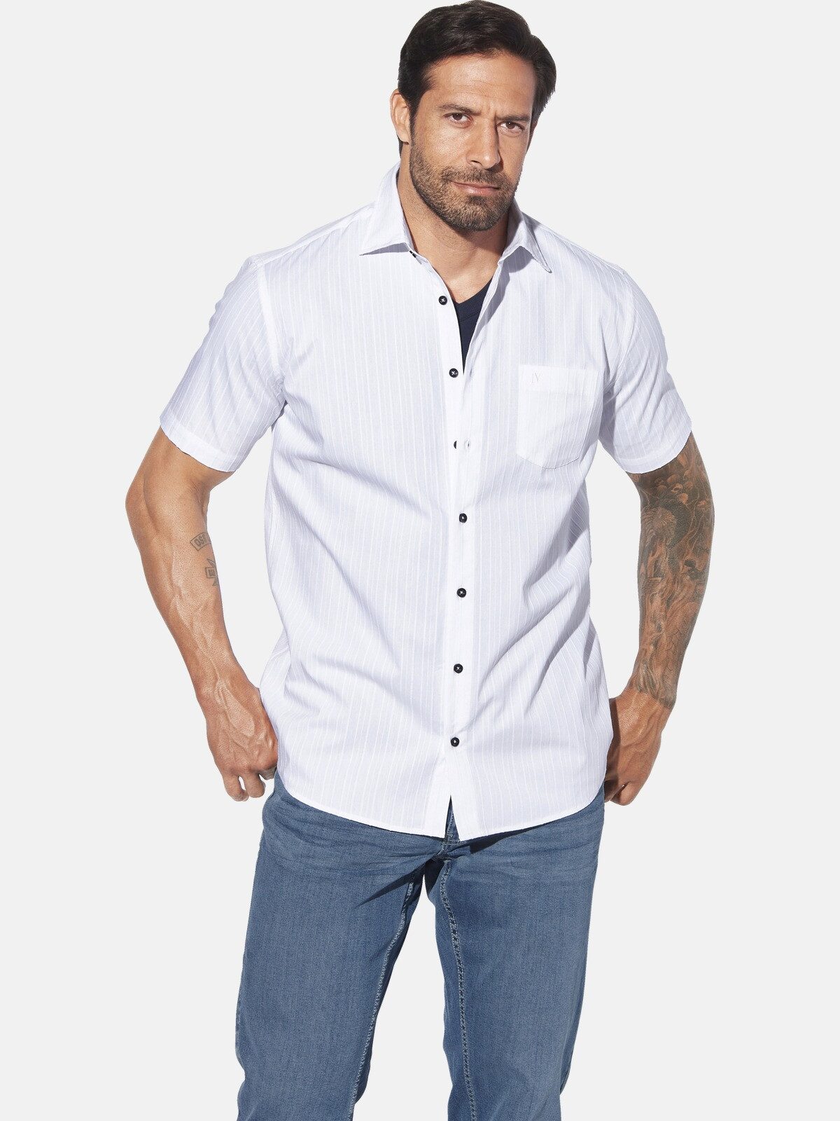 Jan Vanderstorm Kurzarmhemd JORMA mit Streifenmuster günstig online kaufen