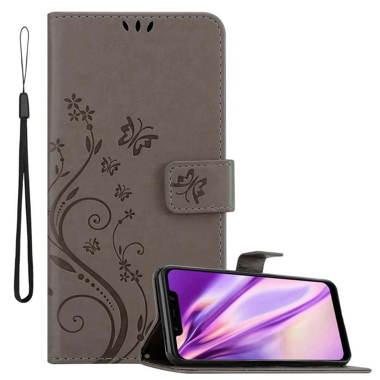 Cadorabo Handyhülle für Xiaomi Pocophone F1 Hülle Xiaomi Pocophone F1, Hülle Schutzhülle Blumen Flower mit Standfunktion Kartenfach Magnet