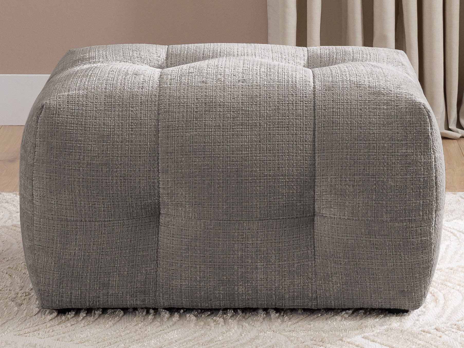 S-Style Möbel Polsterhocker Kozy im Bumpy-Design aus weichem Chenille-Stoff mit hohem Sitzkomfort