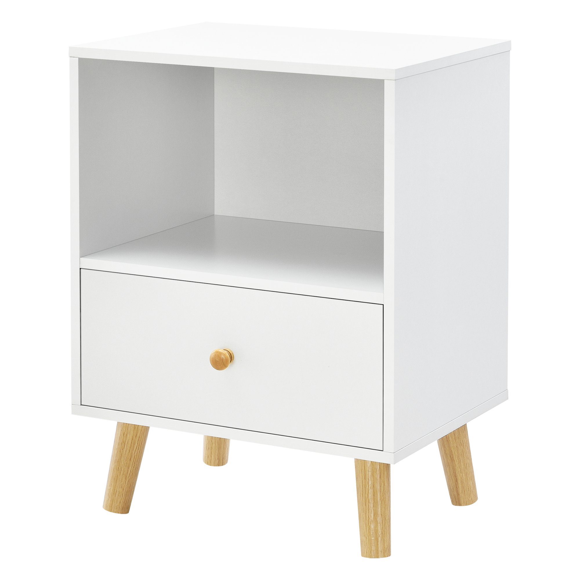 en.casa Beistelltisch, Nachttisch »Sundsvall« 40x30x54 cm Weiß günstig online kaufen