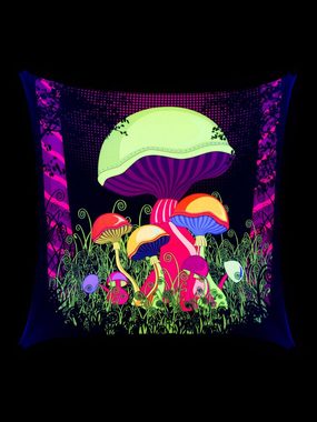 Wandteppich Schwarzlicht Segel Spandex Goa "Magic Mushroom One", 2,25x2,25m, PSYWORK, UV-aktiv, leuchtet unter Schwarzlicht