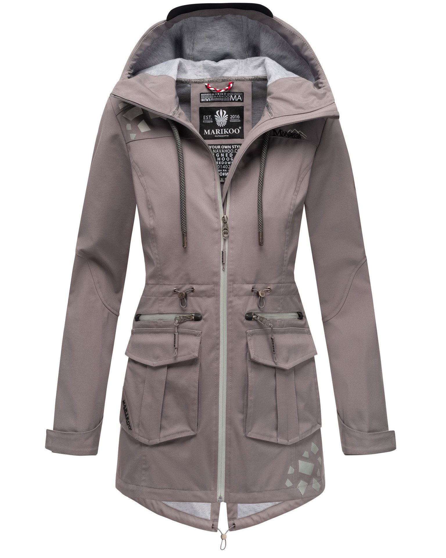 Marikoo Softshelljacke Damen Softshell Jacke "Ulissaa" aus wasserabweisendem Obermaterial grau