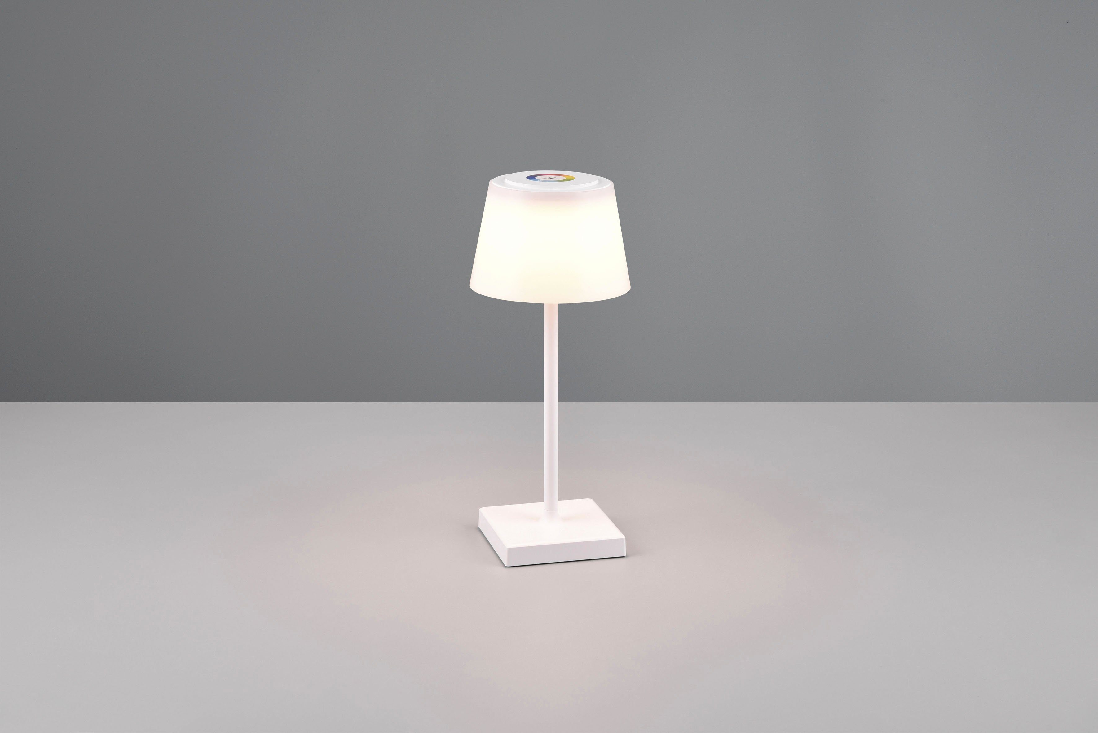 Reality Leuchten LED Außen-Tischleuchte Sanchez, Dimmfunktion, USB-Ladefunktion, LED fest integriert, Farbwechsler, Akku Garten Tischlampe RGB Farbwechsel dimmbar Lichtfarbe einstellbar