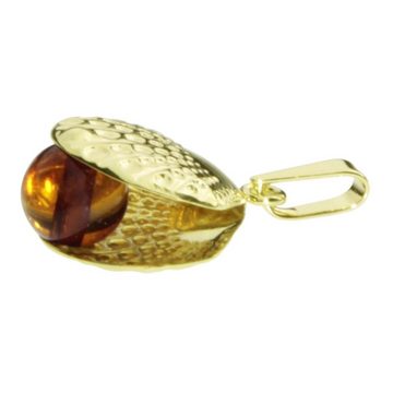 OSTSEE-SCHMUCK Kettenanhänger - Muschel - Gold 333/000 - Bernstein (1-tlg)