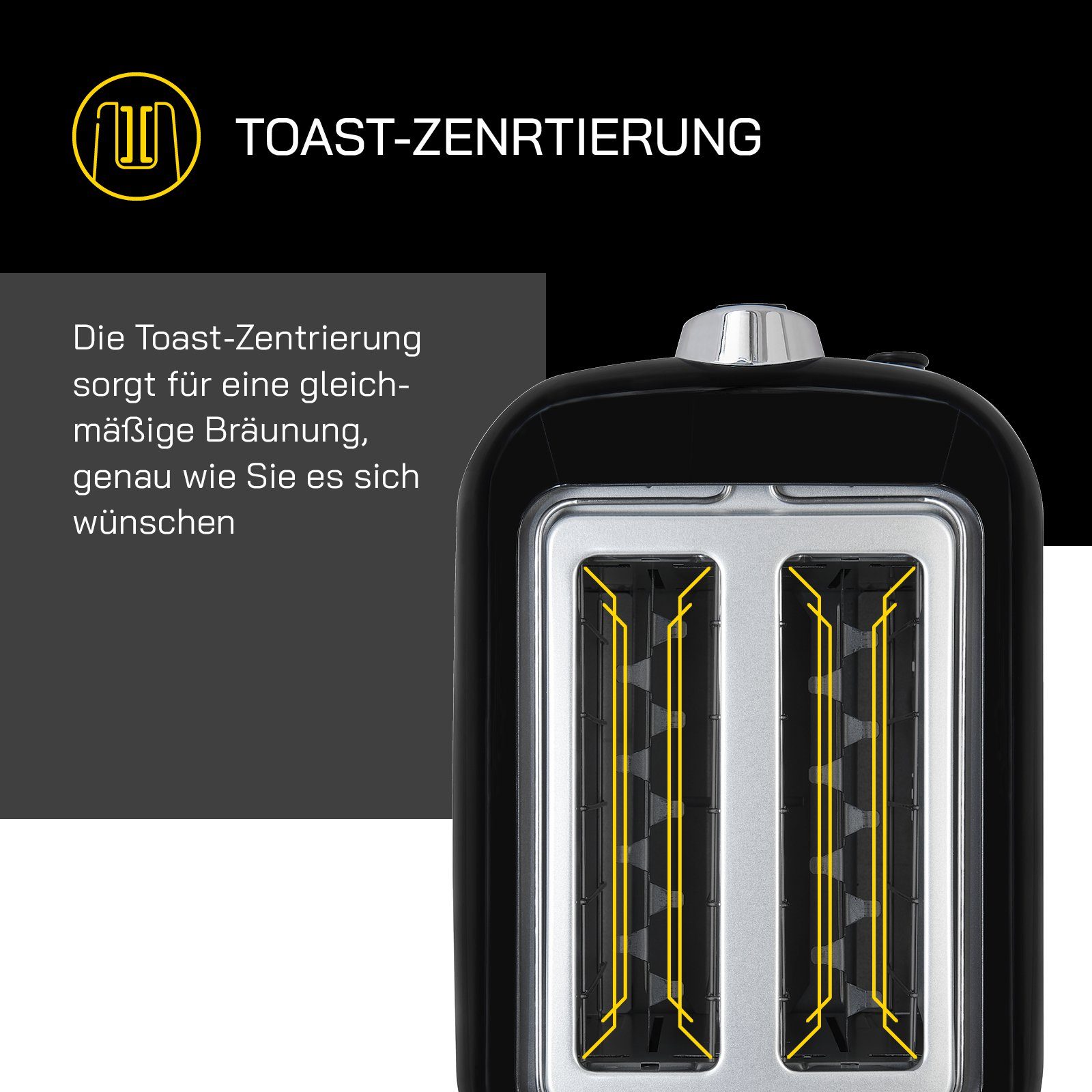 Gutfels Toaster TOAST C, W, Integrierter und 1050 kurze Brötchenaufsatz 3300 2 Toast-Zentrierung Schlitze