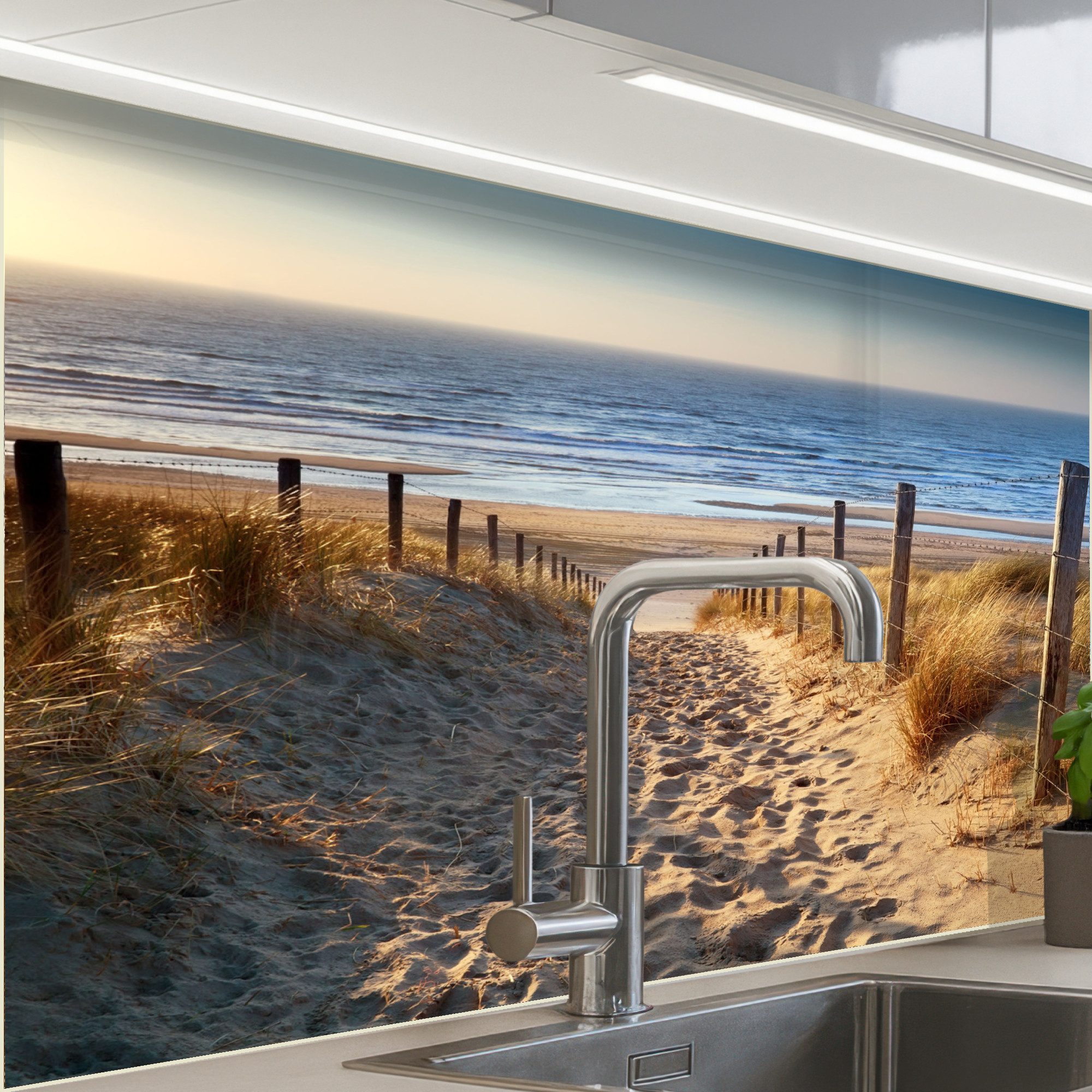 KitchenYeah Küchenrückwand selbstklebend Strand - Meer - Niederlande - Düne günstig online kaufen