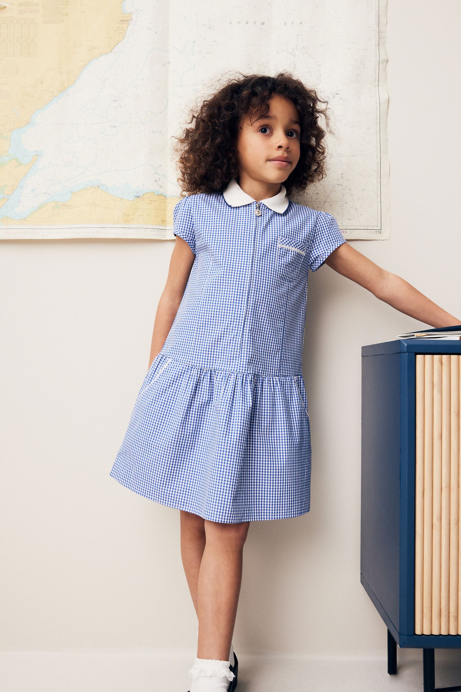 Next Karokleid Kleid mit Vichykaros und Reißverschluss (1-tlg)
