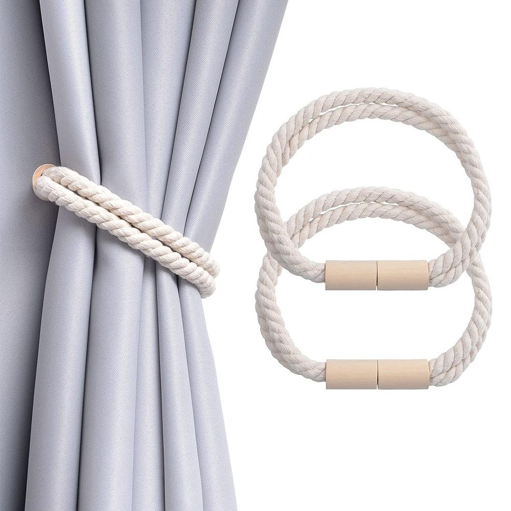 NUODWELL Raffhalter 2 Stück Magnetische Vorhang Raffhalter, gewebtes Seil V günstig online kaufen