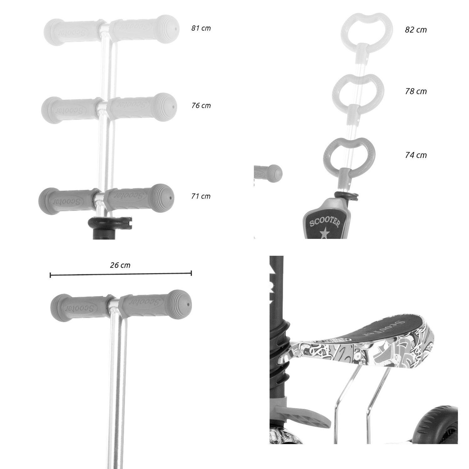 5 PU Räder 1, Plus ABEC-7 Cityroller dunkelblau Lorelli Lager in Scooter Smart verstellbar leuchten