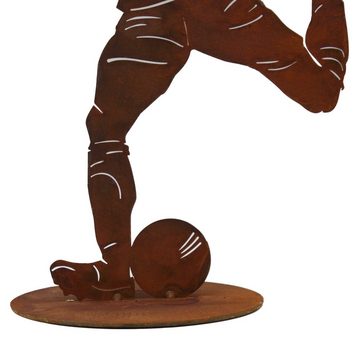 Rostikal Gartenfigur Fußball Dekofigur 40 cm Fußballspieler, Wahlweise in schwarz oder rostig
