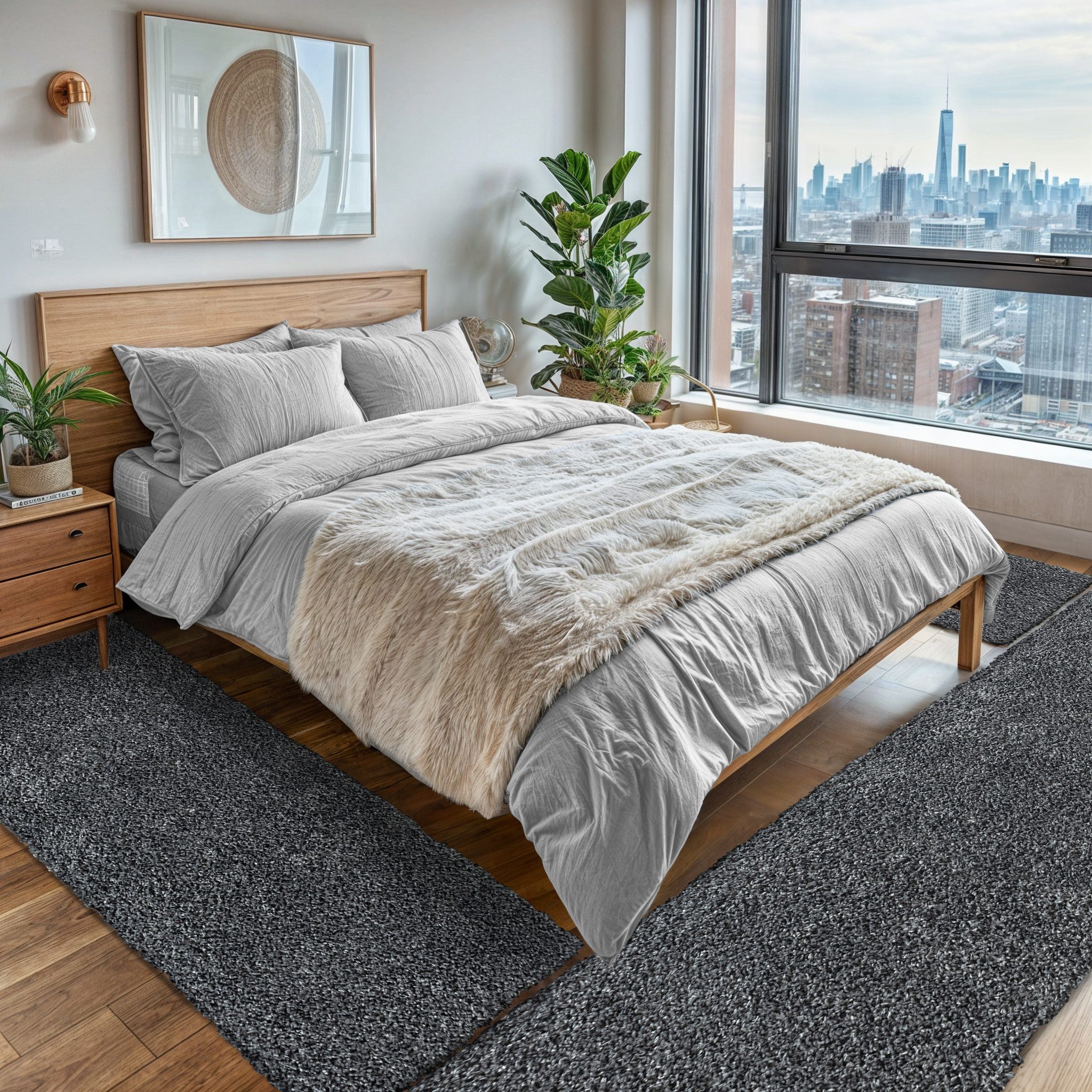 my home Hochflor-Teppich »Banji«, rechteckig, 37 mm Höhe, Uni Farben, weich günstig online kaufen