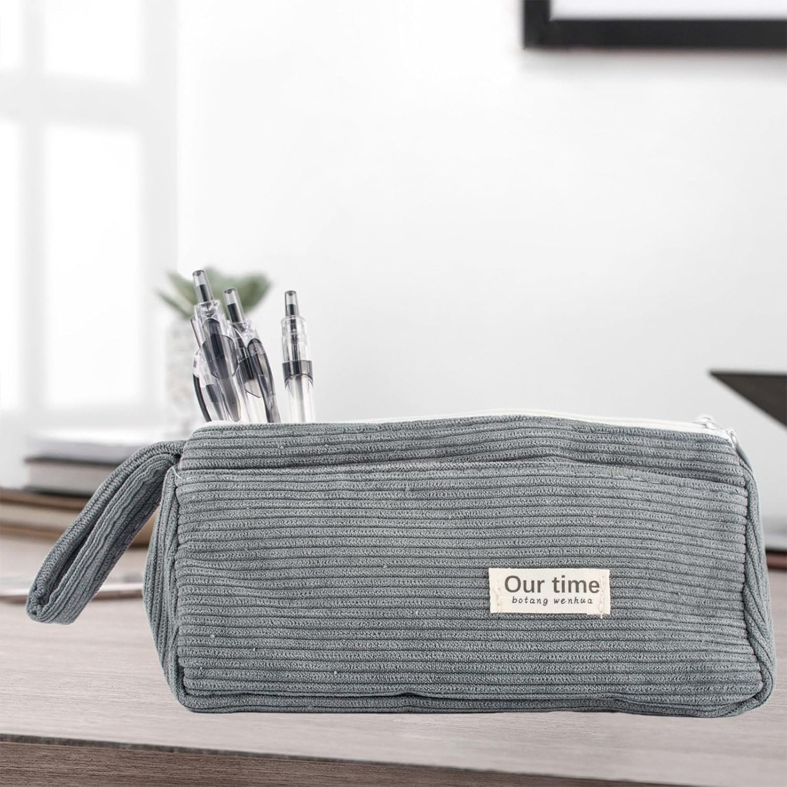 OKWISH Federmäppchen Stifteetui Schreibwarenetui Schlampermäppchen Stiftemappe Pencil Case, (Retro Design großes Stifteetui mit Doppelreißverschluss, 1-tlg., Kratzfest Bietet Platz für 40 bis 60 Stifte und Schreibutensilien), für Marker Radiergummi Schere Lineal Schule Studium Büro