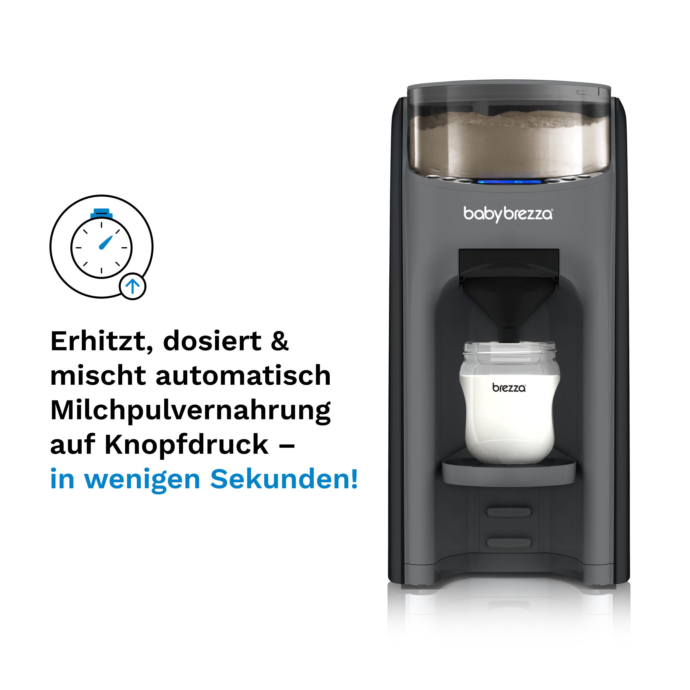 Baby Brezza Babyflaschenwärmer Automatischer Flaschenzubereiter mit Pulvermischung und Temperaturwahl, Zubereitung in Sekunden – ideal auch für nachts