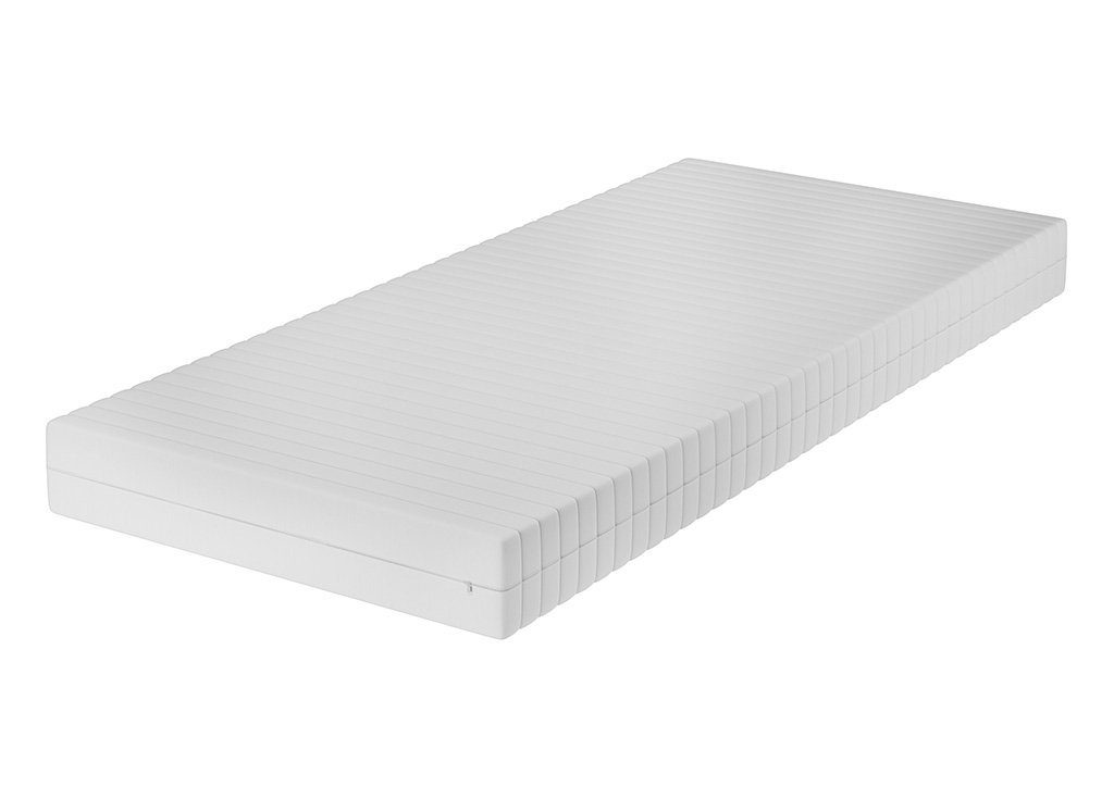 ERST-HOLZ Bett Buchefarblos 120x220 hoch + lackiert Matratze, Überlänge Buche Einzelbett + Rollrost