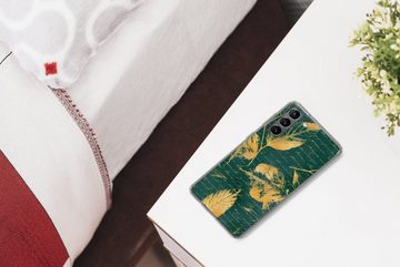 MuchoWow Handyhülle Blätter - Gold - Grün, Phone Case, Handyhülle Samsung Galaxy S21, Silikon, Schutzhülle