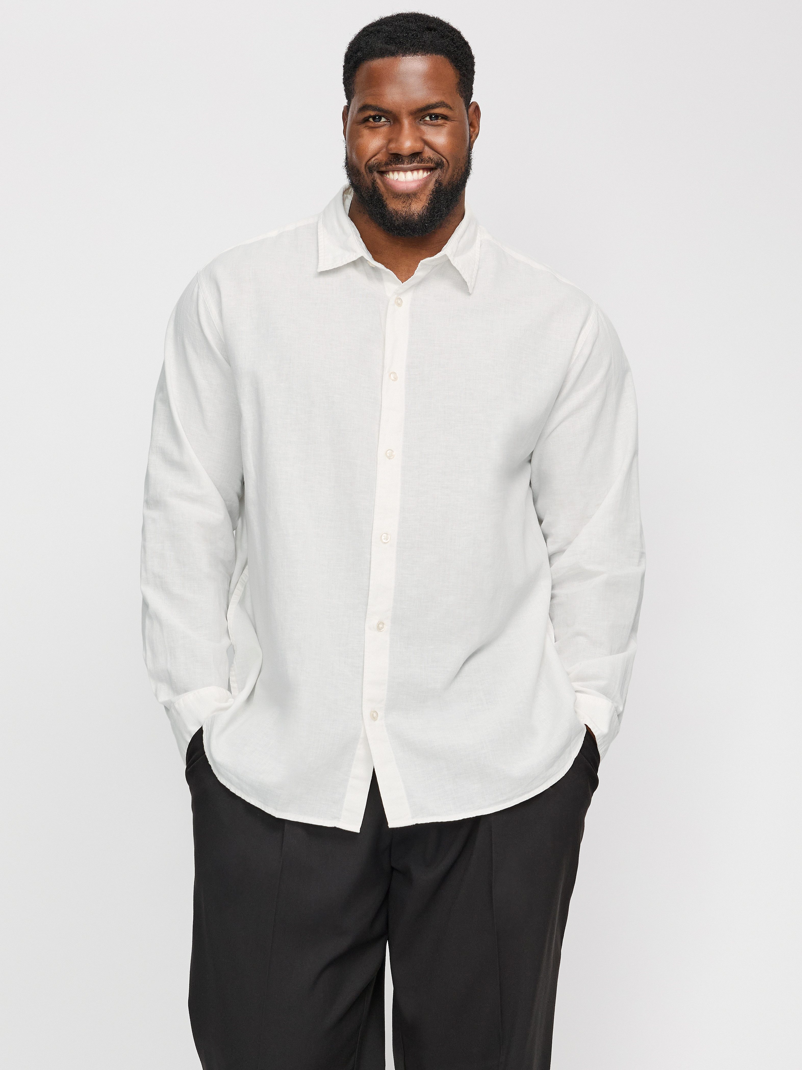 Jack & Jones PlusSize Langarmhemd JJEBREEZE SHIRT LS SN PLS mit Hemdkragen