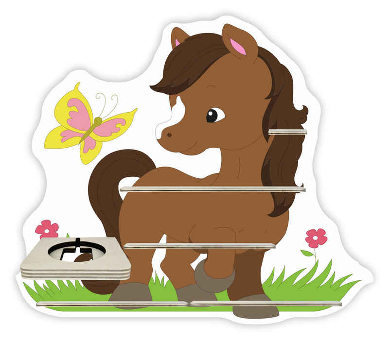 Farbklecks Collection ® Wandregal Regal für Musikbox - Pferd im Gras