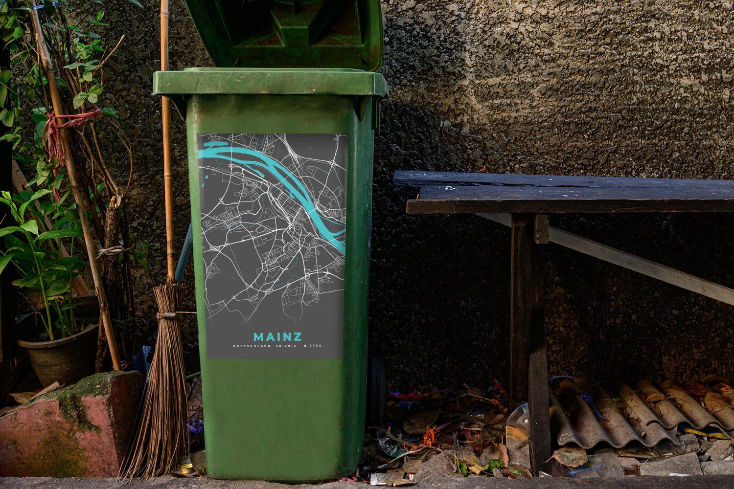 - Blau St), - Karte Wandsticker (1 Abfalbehälter Sticker, Mülltonne, Karte Container, Deutschland Mülleimer-aufkleber, Mainz MuchoWow - - Stadtplan -