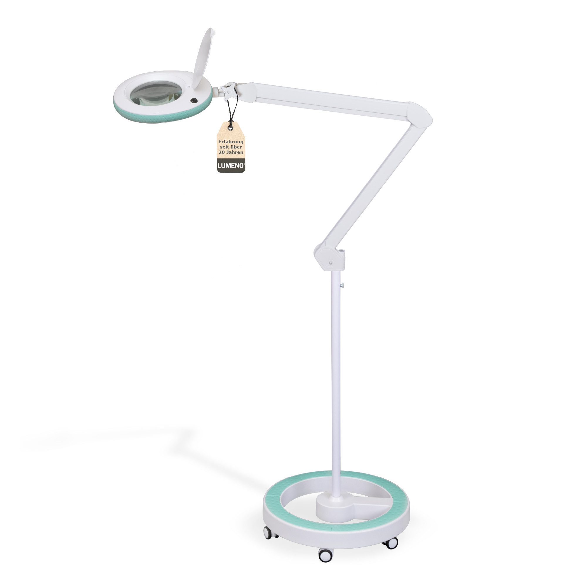 Lumeno Lupenlampe 721X LED Lupenleuchte CRI>90 mit Tischklemme und 127 mm Echtglaslinse, LED fest integriert, Kaltweiß, 6500 K, LED Leuchte
