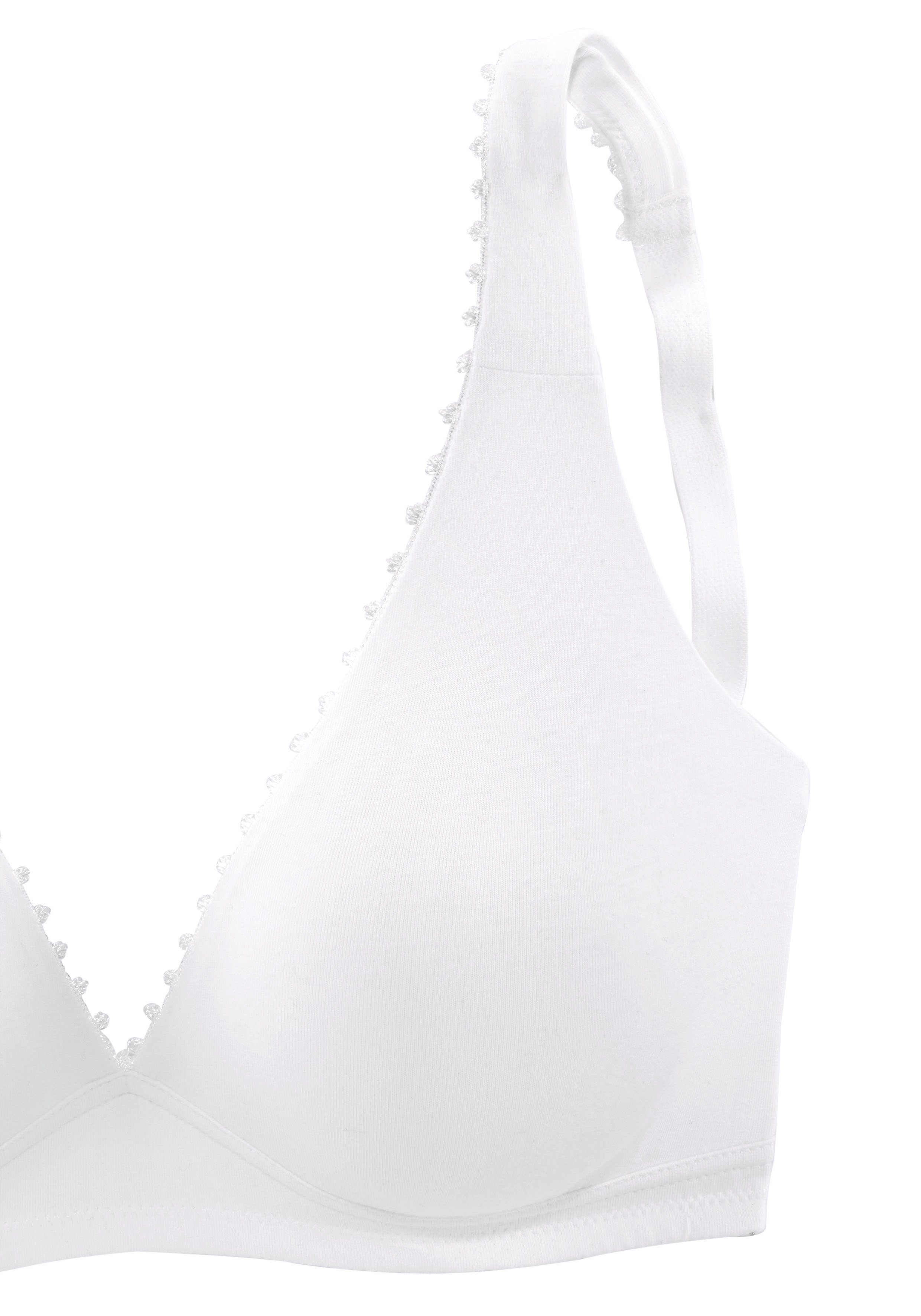 in Bügel 2 High-Apex-Schnittform Bralette-BH Dessous Zierborte, mit ohne (Packung, petite fleur Stück) weiß+schwarz Basic