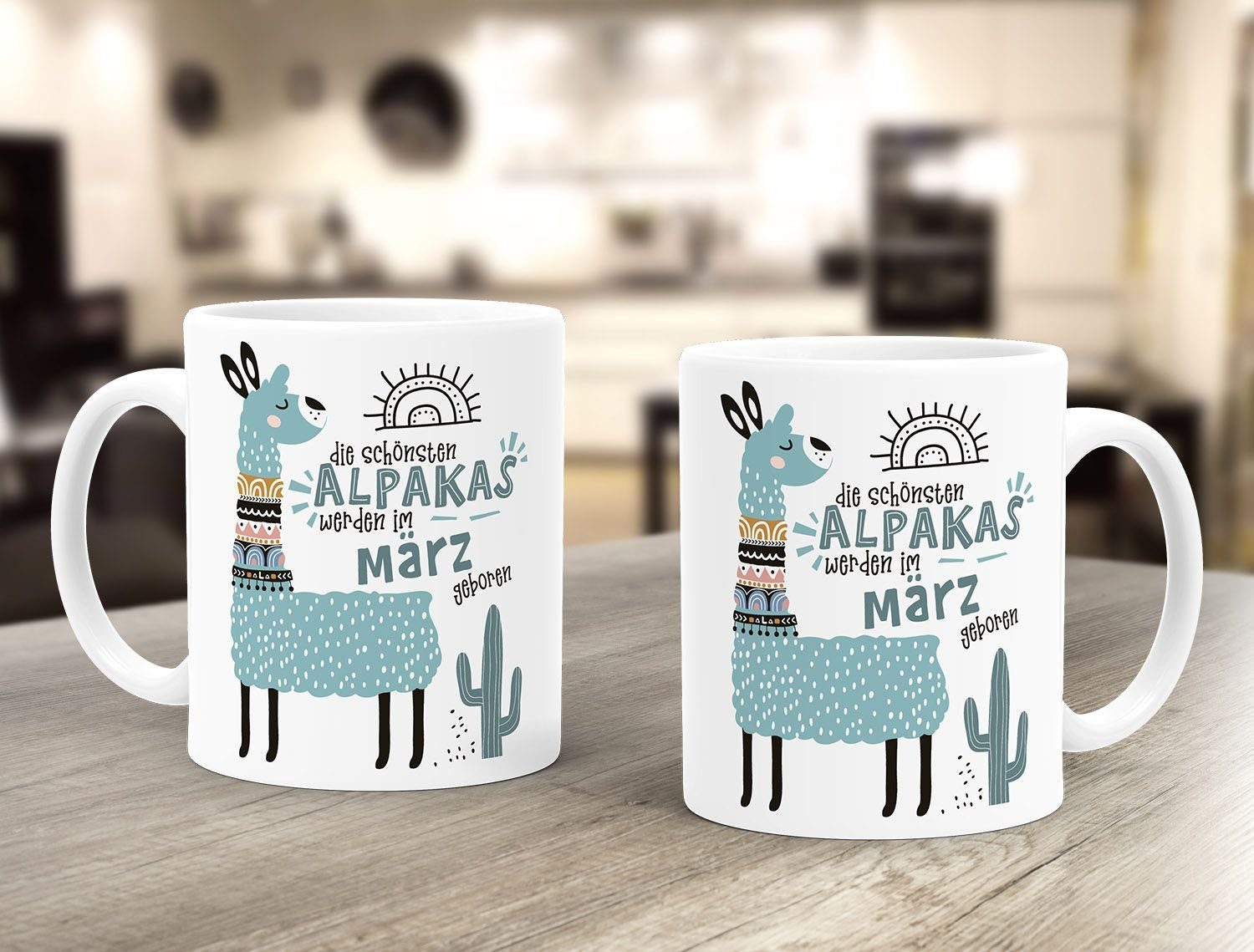 Geburtags-Geschenke Tasse werden Alpakas geboren März Die SpecialMe Schönsten anpassbares individuelle Motiv Kaffee-Tasse Geburtsmonat im weiß Januar-Dezember SpecialMe®, Lama Keramik