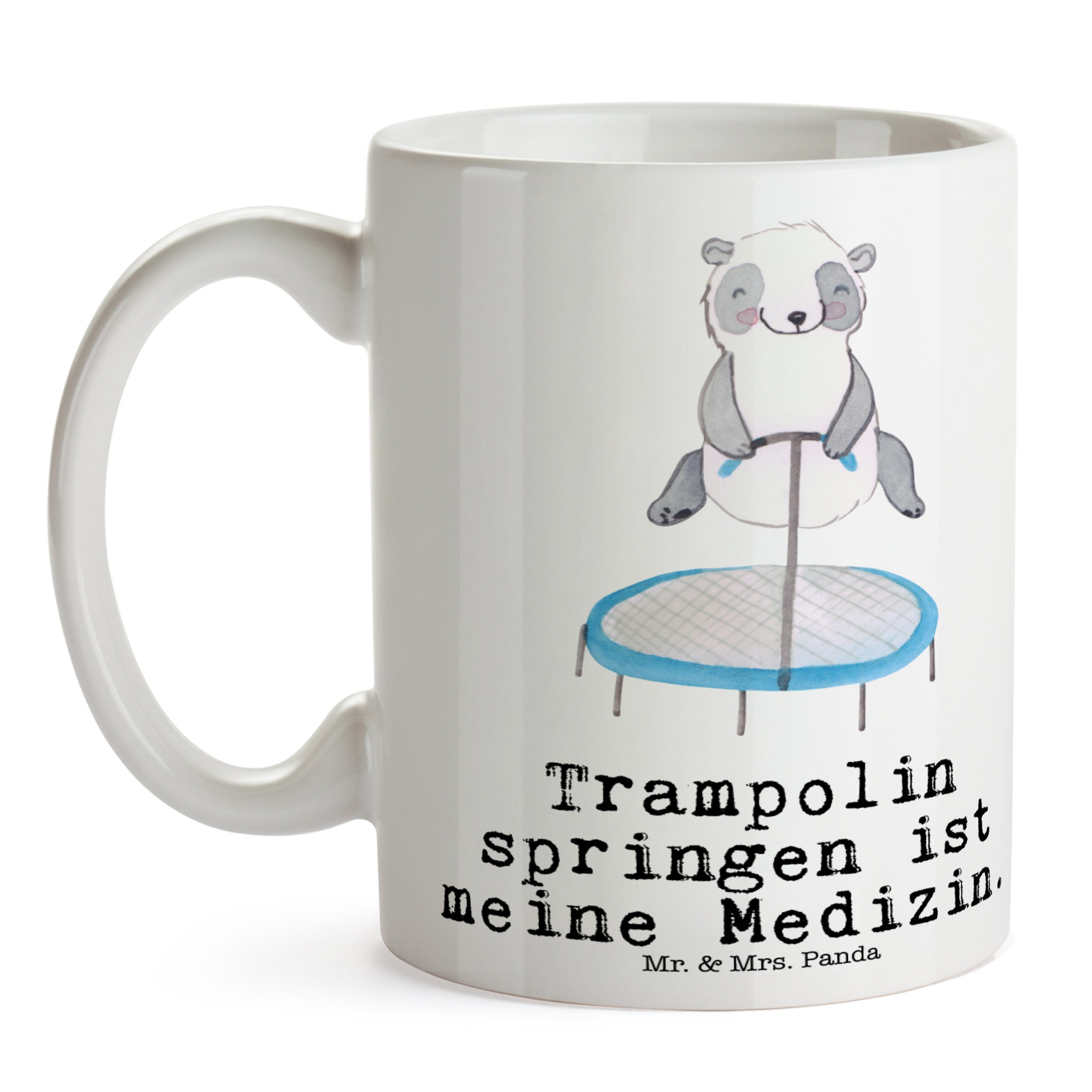 - Panda Geschenk, Trampolin Sportart, Becher, - Medizin Panda Weiß Tasse Mrs. springen Mr. & Keramik