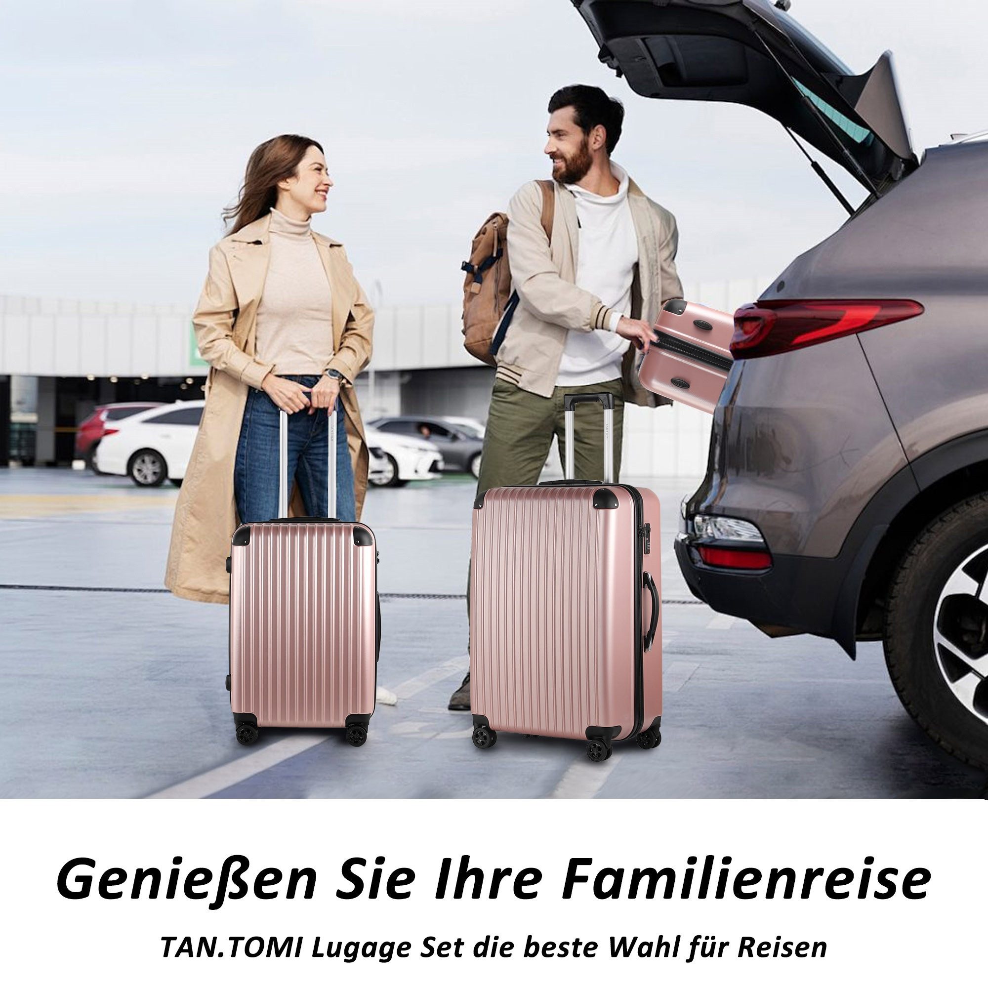 TAN.TOMI Hartschalen-Trolley Handgepäck Koffer ABS Hartschale Trolley Business-Koffer, Verstärkte Ecken, sicheres 3-stelliges Zahlenschloss 56/66/76 cm
