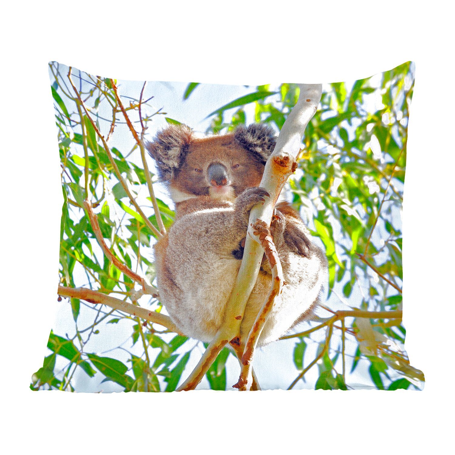 MuchoWow Dekokissen Koala - Luft - Zweige - Jungen - Mädchen, Zierkissen mit Füllung für Wohzimmer, Schlafzimmer, Deko, Sofakissen