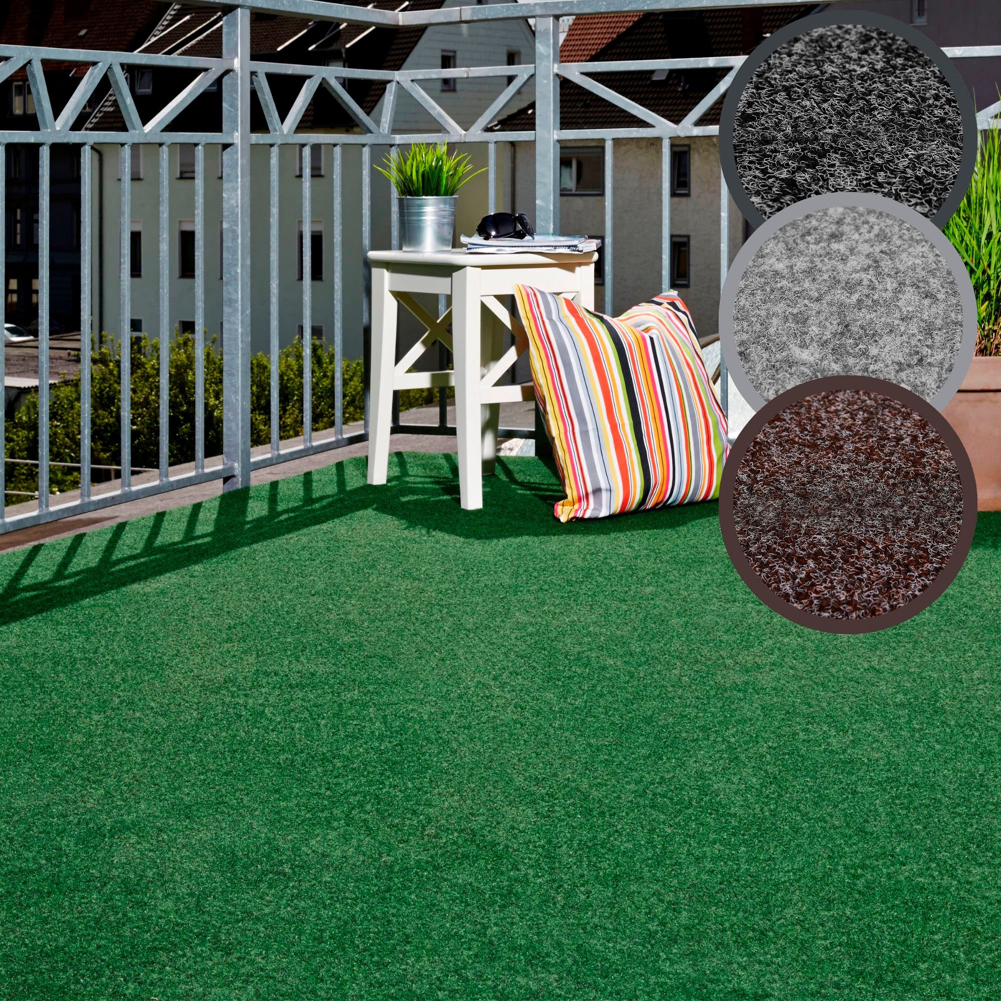 Andiamo Kunstrasen Aberdeen, Made in Belgium, rechteckig, Höhe: 10 mm, mit Drainagenoppen, für Balkon, Terrasse, Wintergarten, Nadelfilz