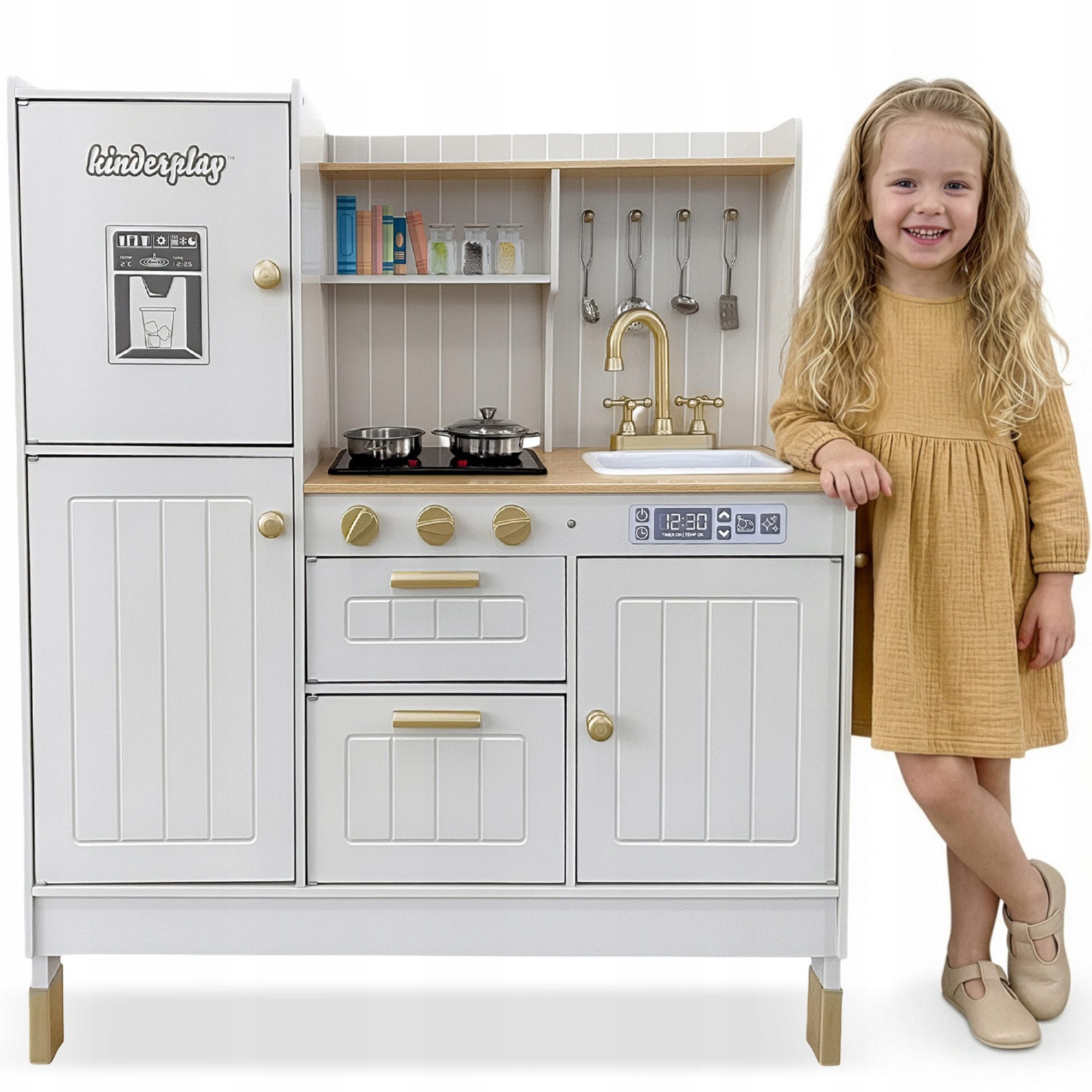 Green Series Spielküche Kinder Holzküche mit Licht und Sound – Rollenspiel Küche Set Holz, mit Sound