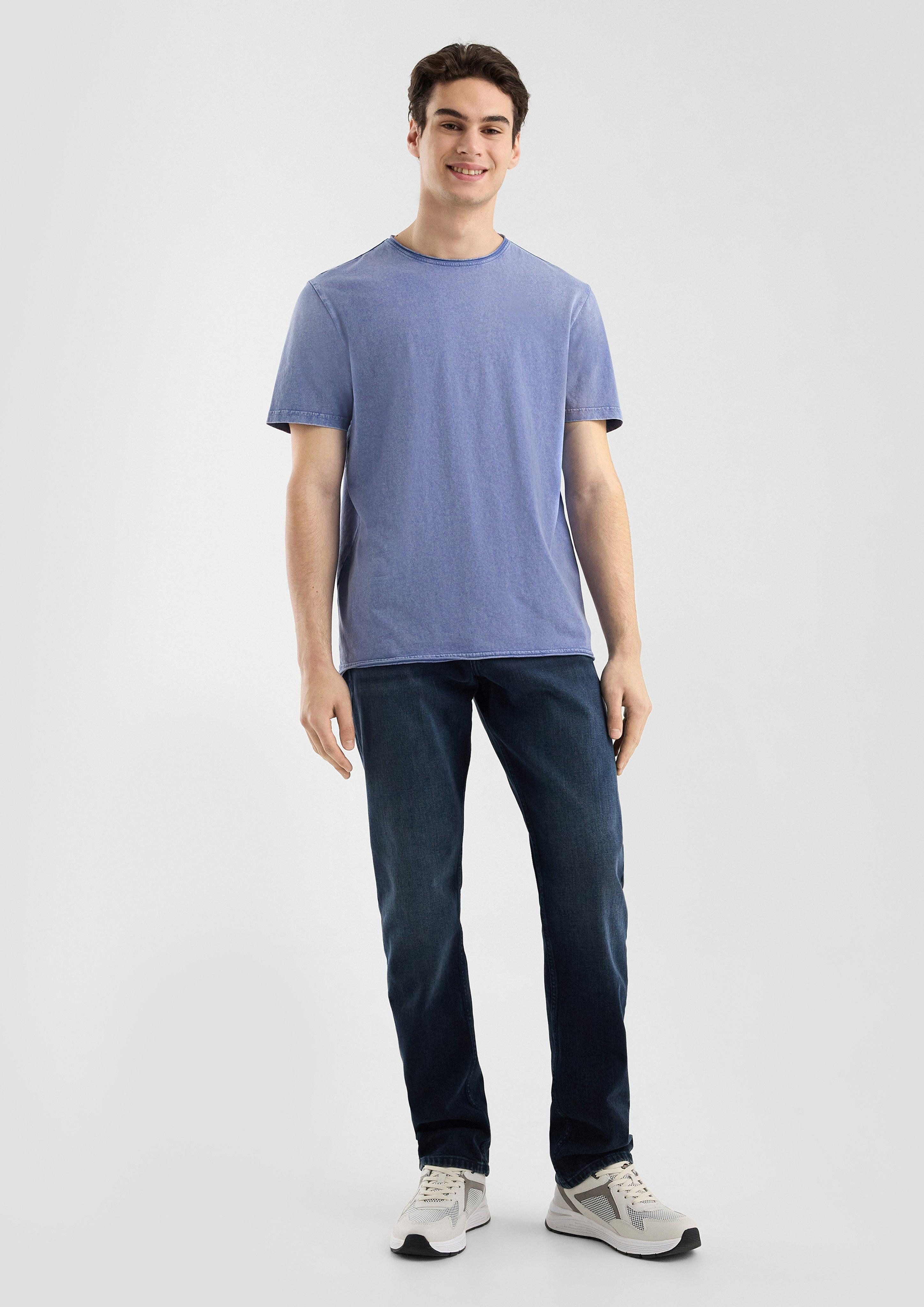 QS Kurzarmshirt Gewaschenes T-Shirt mit Rollkante günstig online kaufen