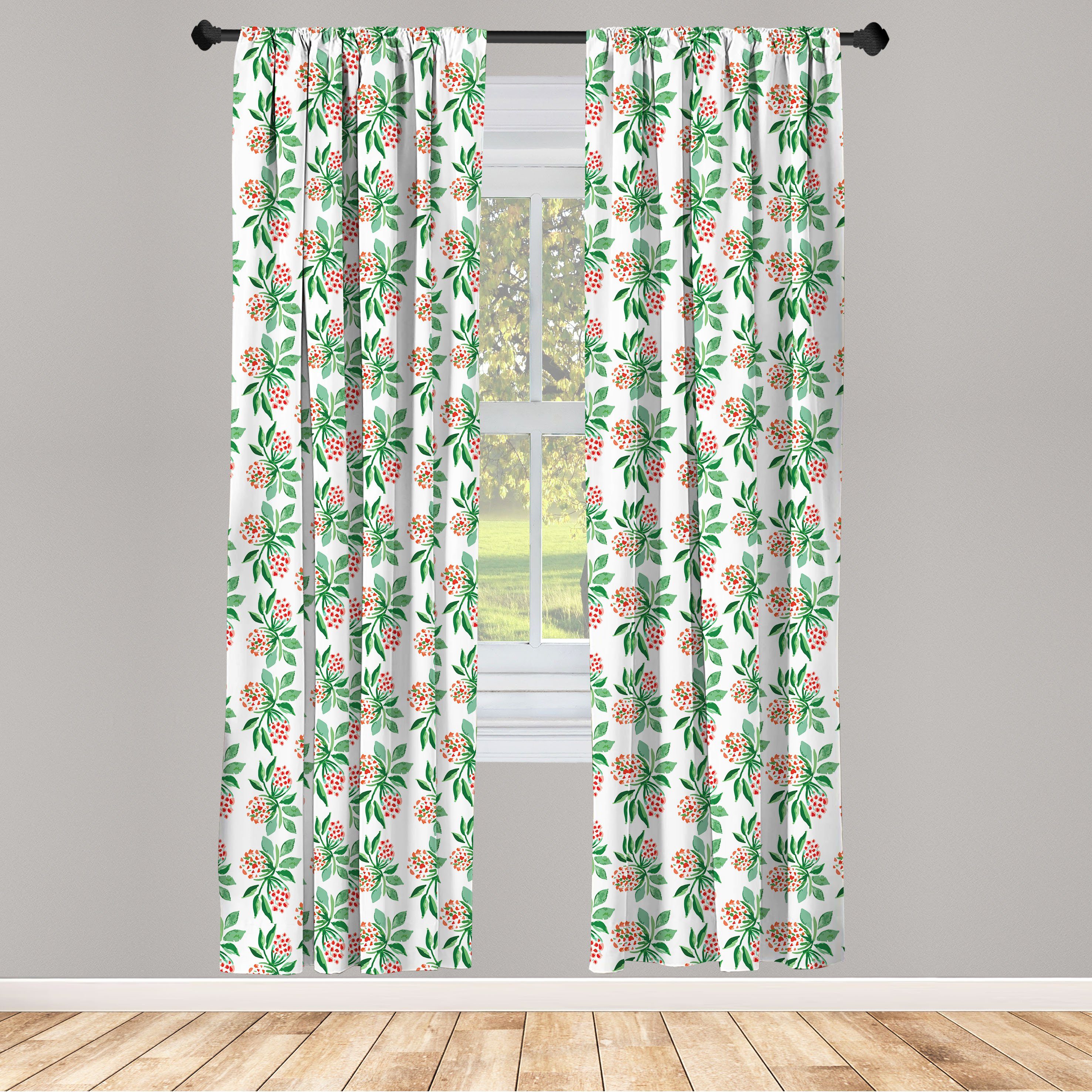 Gardine Vorhang für Wohnzimmer Schlafzimmer Dekor, Abakuhaus, Microfaser, Blumen Blüten-Blumen-Blätter-Kunst