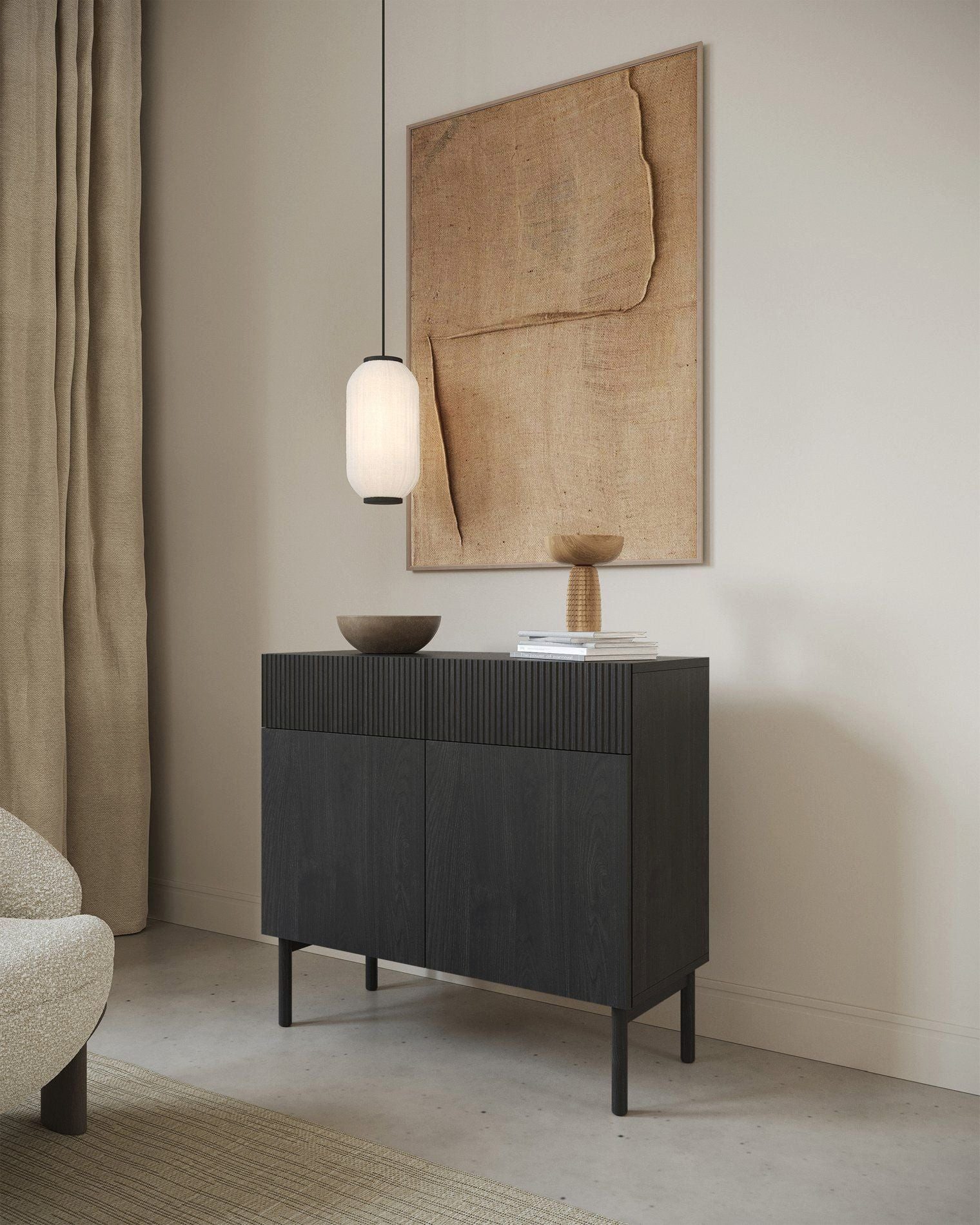 Selsey Sideboard NOLIE, 2-türig mit 4 Fächern, 2 Schubladen, Holzbeinen, 100 cm