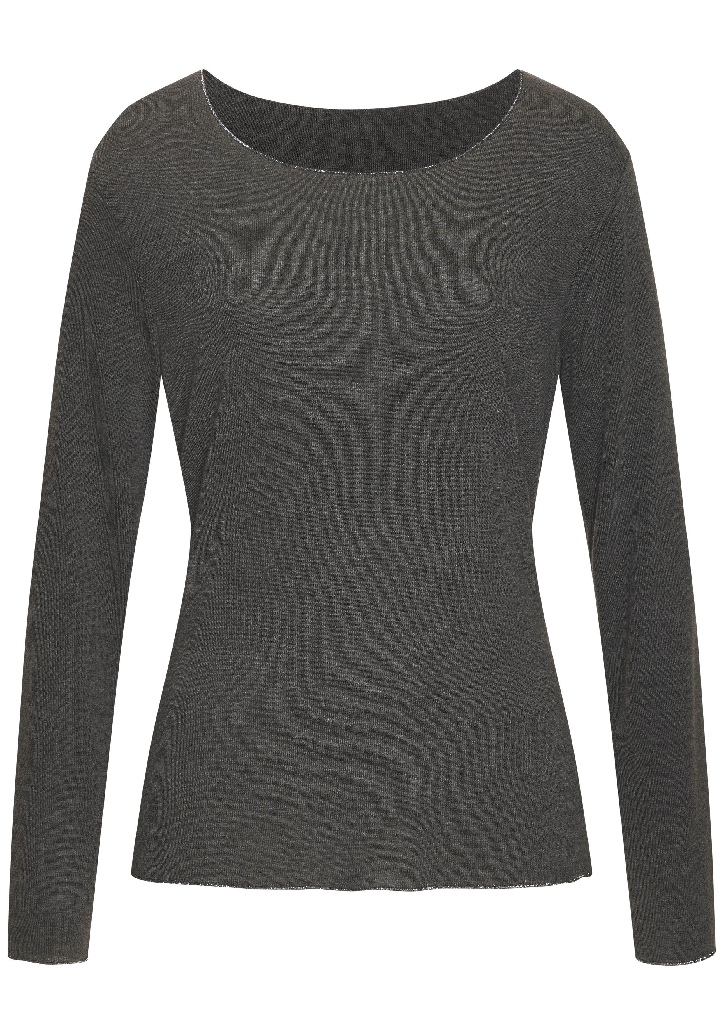 LASCANA Langarmshirt mit feiner Glitzereinfassung aus günstig online kaufen