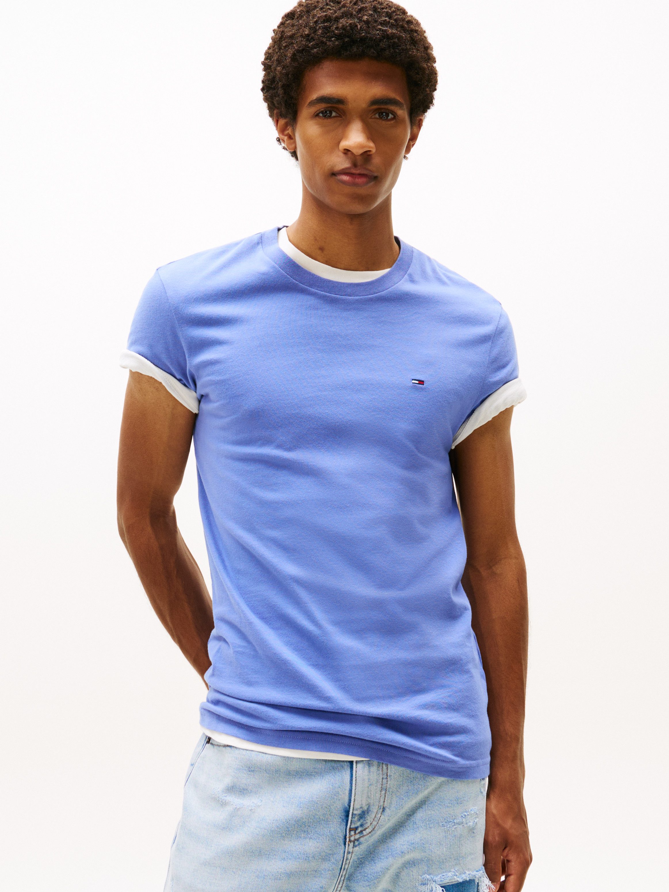 Tommy Jeans Rundhalsshirt TJM XSLIM 2PACK JERSEY TEE EXT (Packung, 2er-Pack) Logostickerei, 2Pack