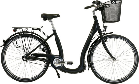 HAWK Bikes Cityrad »HAWK City Comfort Premium Plus Black«, 3 Gang Shimano Nexus Schaltwerk
